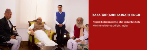 Archival graphic showing Nepali Baba at a public meeting in India