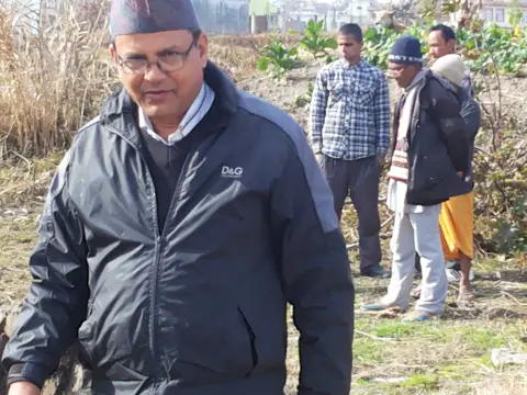 Community members assembled during an early temple site visit